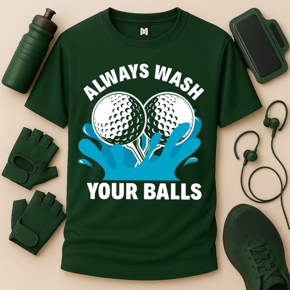 Always Wash Your Balls Funny Golf Cooling Performance Crew T-Shirt