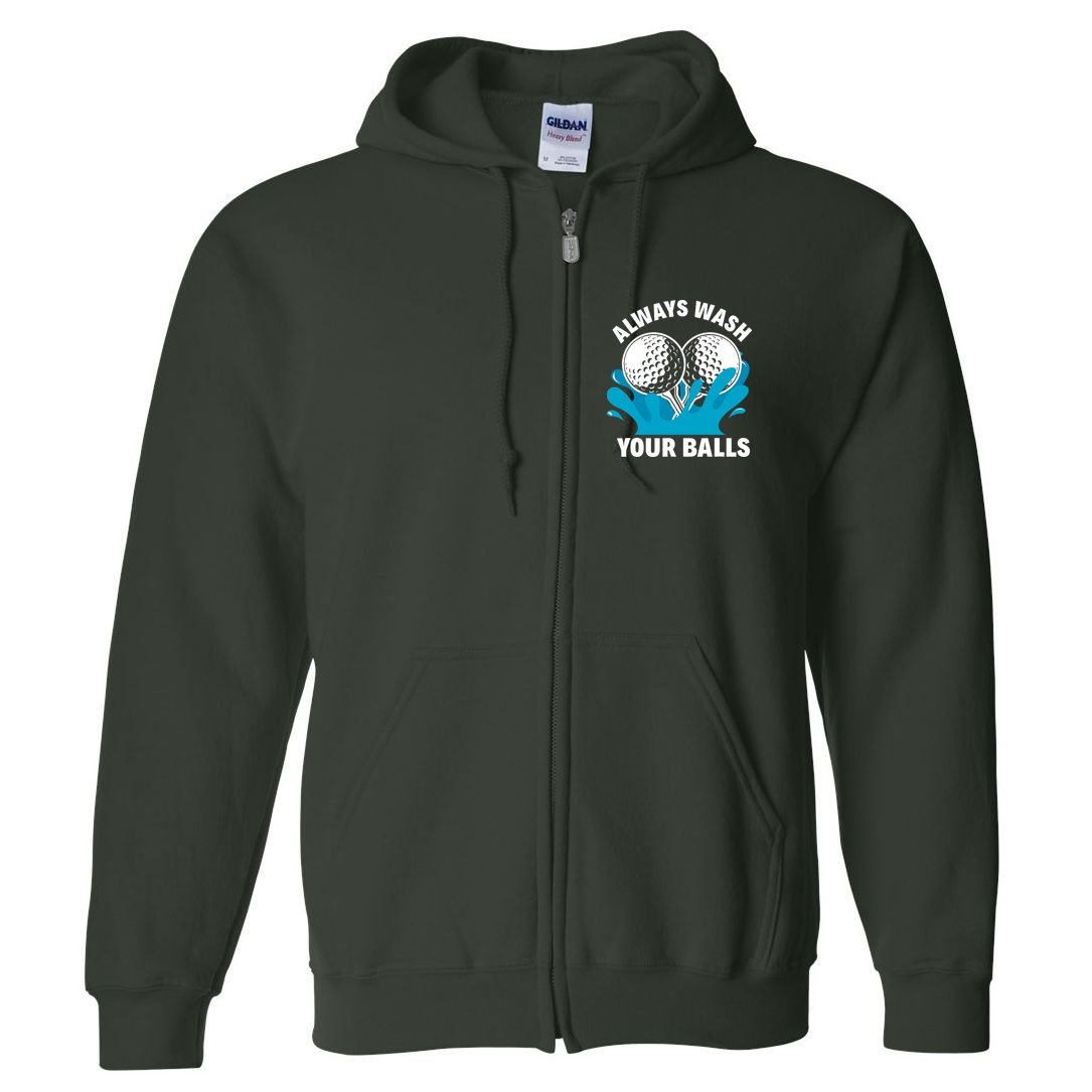 Always Wash Your Balls Funny Golf Full Zip Hoodie