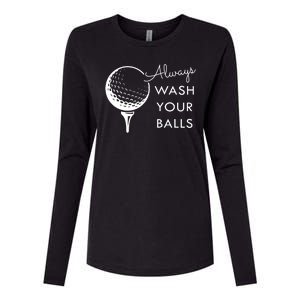 Always Wash Your Balls Funny Golf Womens Cotton Relaxed Long Sleeve T-Shirt