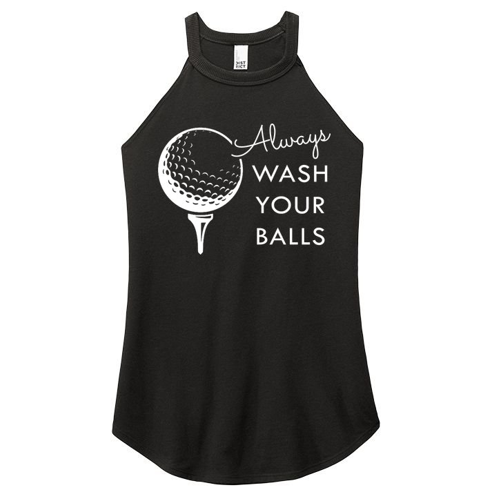 Always Wash Your Balls Funny Golf Women's Perfect Tri Rocker Tank