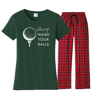 Always Wash Your Balls Funny Golf Women's Flannel Pajama Set