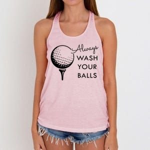 Always Wash Your Balls Funny Golf Women's Knotted Racerback Tank