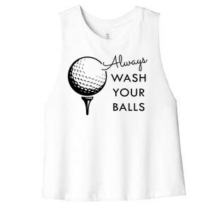 Always Wash Your Balls Funny Golf Women's Racerback Cropped Tank