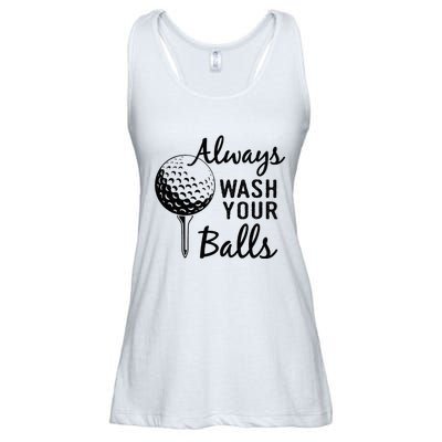 Always Wash Your Balls Funny Golf Ladies Essential Flowy Tank