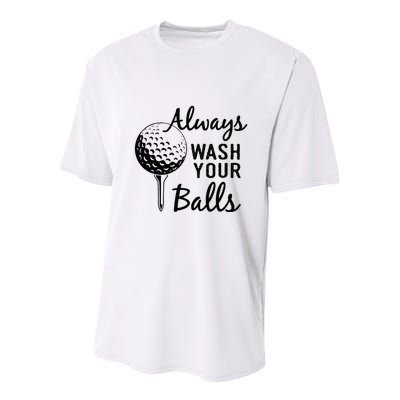Always Wash Your Balls Funny Golf Youth Performance Sprint T-Shirt