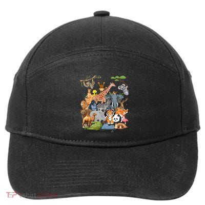 And Wildlife Zoo Day Party Cute 22 Animals Gift 7-Panel Snapback Hat