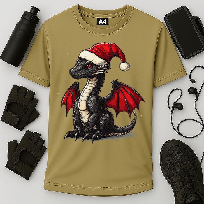 Awesome Xmas Dragon Outfit For Festive And Cooling Performance Crew T-Shirt