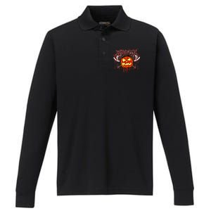 Axe Halloween Pumpkin Performance Long Sleeve Polo