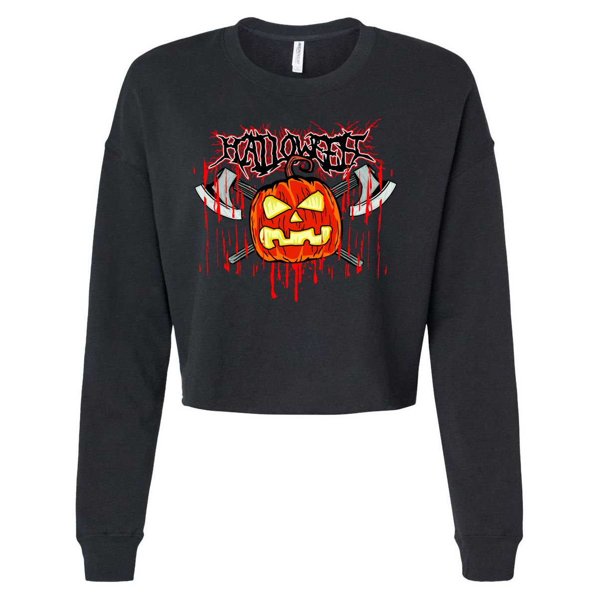 Axe Halloween Pumpkin Cropped Pullover Crew