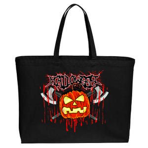 Axe Halloween Pumpkin Cotton Canvas Jumbo Tote