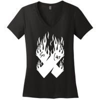 Autographed X Flames Women's V-Neck T-Shirt