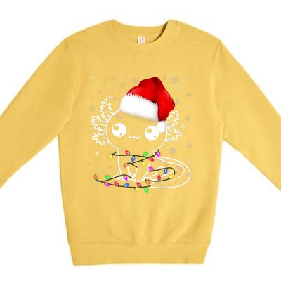 Axolotl Xmas Hat Santa Tree Cute Funny Christmas Pajama Premium Crewneck Sweatshirt