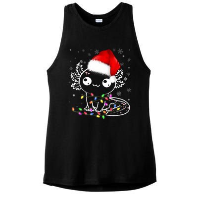 Axolotl Xmas Hat Santa Tree Cute Funny Christmas Pajama Ladies PosiCharge Tri-Blend Wicking Tank