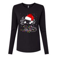 Axolotl Xmas Hat Santa Tree Cute Funny Christmas Pajama Womens Cotton Relaxed Long Sleeve T-Shirt