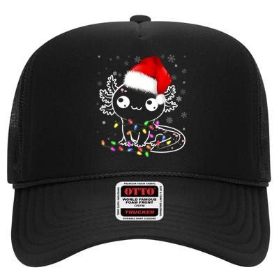 Axolotl Xmas Hat Santa Tree Cute Funny Christmas Pajama High Crown Mesh Back Trucker Hat