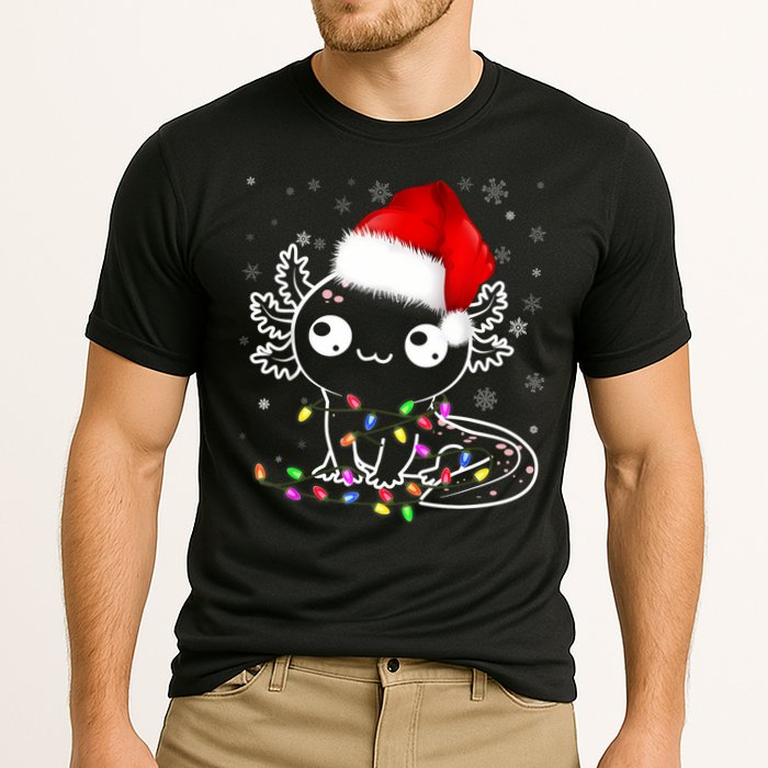 Axolotl Xmas Hat Santa Tree Cute Funny Christmas Pajama Cooling Performance Crew T-Shirt