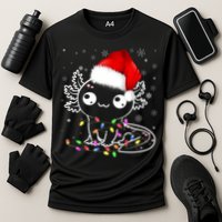 Axolotl Xmas Hat Santa Tree Cute Funny Christmas Pajama Cooling Performance Crew T-Shirt