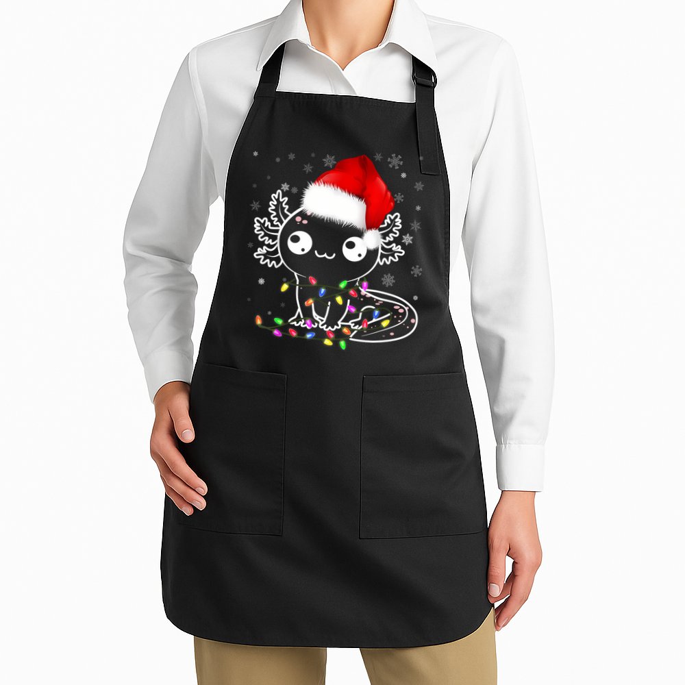 Axolotl Xmas Hat Santa Tree Cute Funny Christmas Pajama Apron