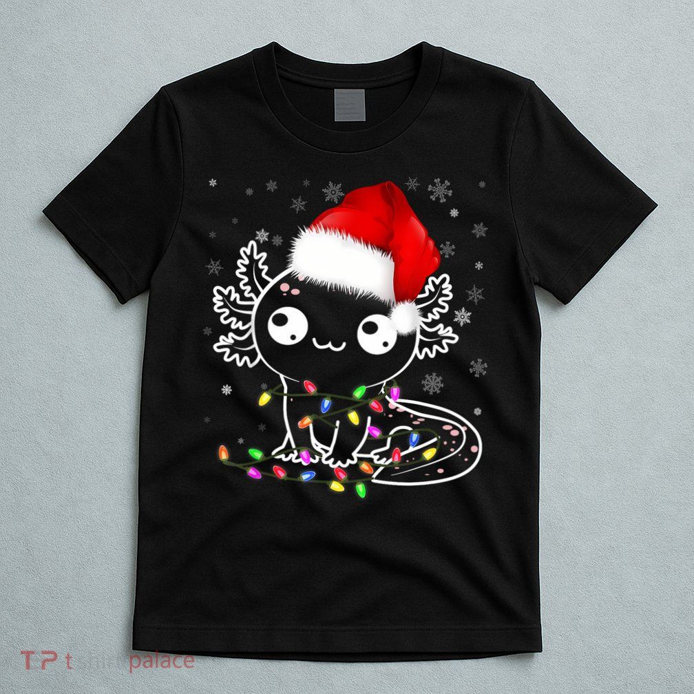 Axolotl Xmas Hat Santa Tree Cute Funny Christmas Pajama T-Shirt