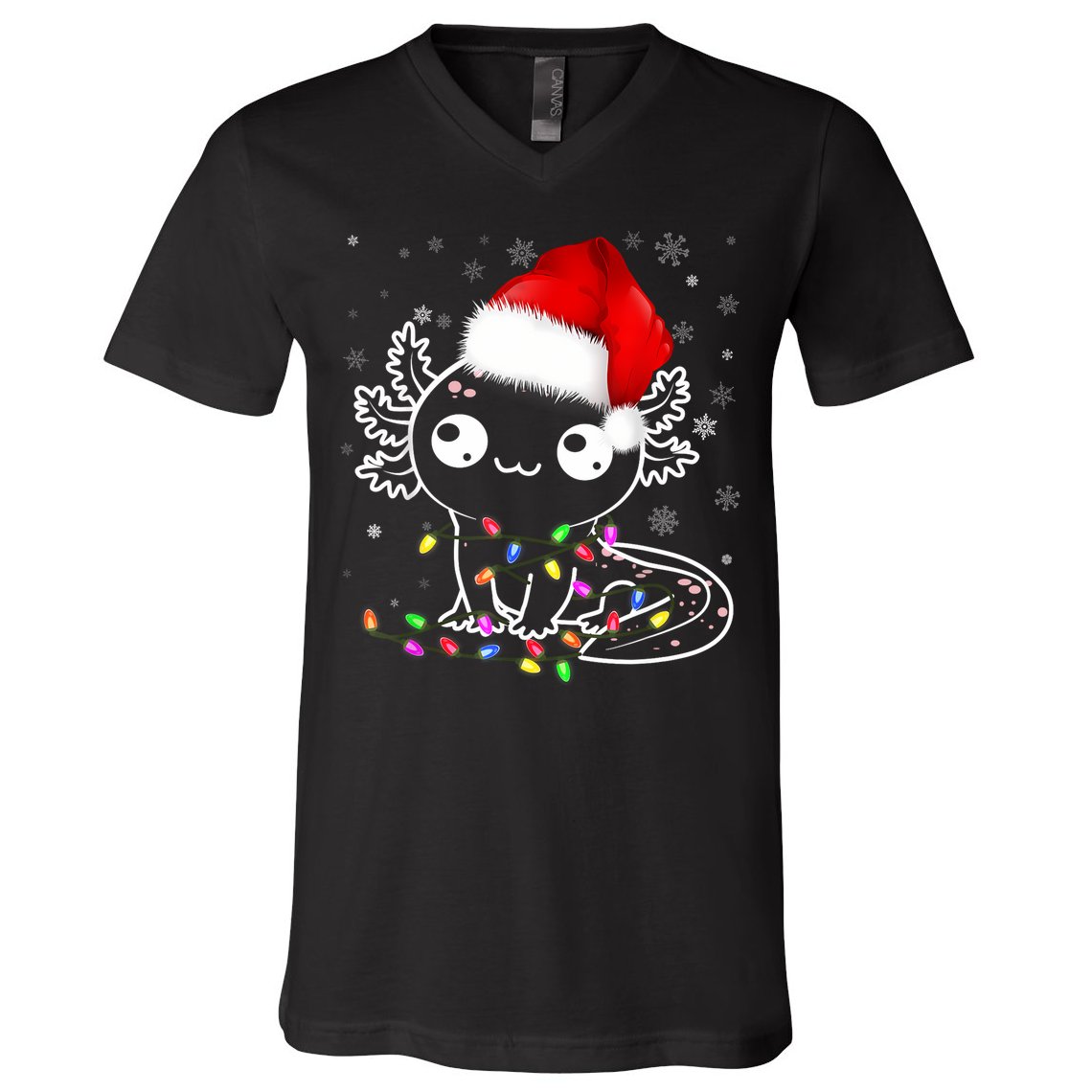 Axolotl Xmas Hat Santa Tree Cute Funny Christmas Pajama V-Neck T-Shirt