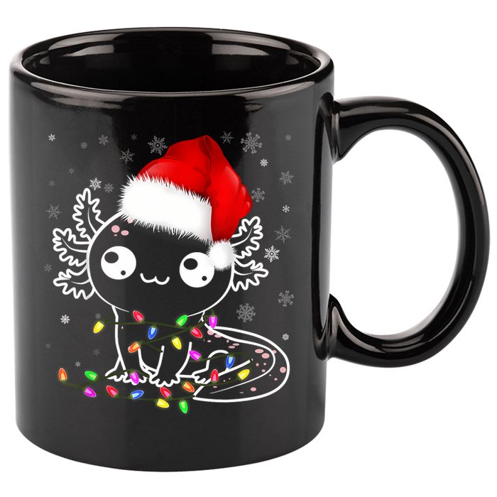 Axolotl Xmas Hat Santa Tree Cute Funny Christmas Pajama 11oz C Handle Ceramic Mug