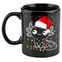 Axolotl Xmas Hat Santa Tree Cute Funny Christmas Pajama 11oz C Handle Ceramic Mug