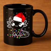 Axolotl Xmas Hat Santa Tree Cute Funny Christmas Pajama 11oz C Handle Ceramic Mug
