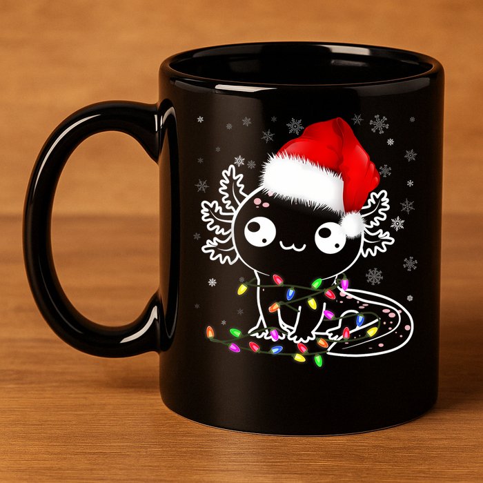Axolotl Xmas Hat Santa Tree Cute Funny Christmas Pajama 11oz C Handle Ceramic Mug