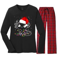 Axolotl Xmas Hat Santa Tree Cute Funny Christmas Pajama Women's Long Sleeve Flannel Pajama Set 