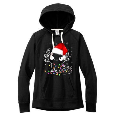 Axolotl Xmas Hat Santa Tree Cute Funny Christmas Pajama Women's Fleece Hoodie