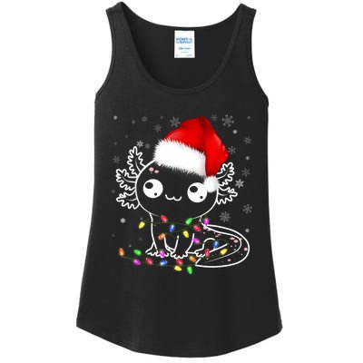 Axolotl Xmas Hat Santa Tree Cute Funny Christmas Pajama Ladies Essential Tank