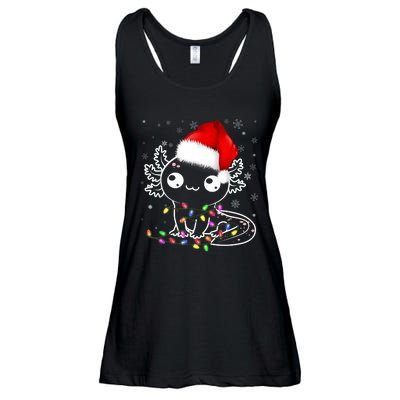 Axolotl Xmas Hat Santa Tree Cute Funny Christmas Pajama Ladies Essential Flowy Tank