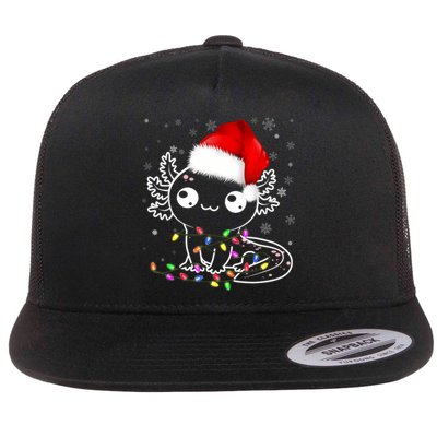 Axolotl Xmas Hat Santa Tree Cute Funny Christmas Pajama Flat Bill Trucker Hat