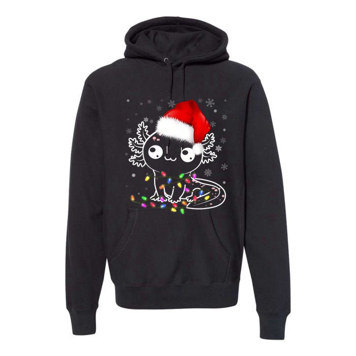 Axolotl Xmas Hat Santa Tree Cute Funny Christmas Pajama Premium Hoodie