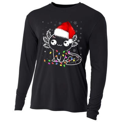 Axolotl Xmas Hat Santa Tree Cute Funny Christmas Pajama Cooling Performance Long Sleeve Crew