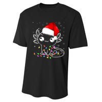 Axolotl Xmas Hat Santa Tree Cute Funny Christmas Pajama Performance Sprint T-Shirt