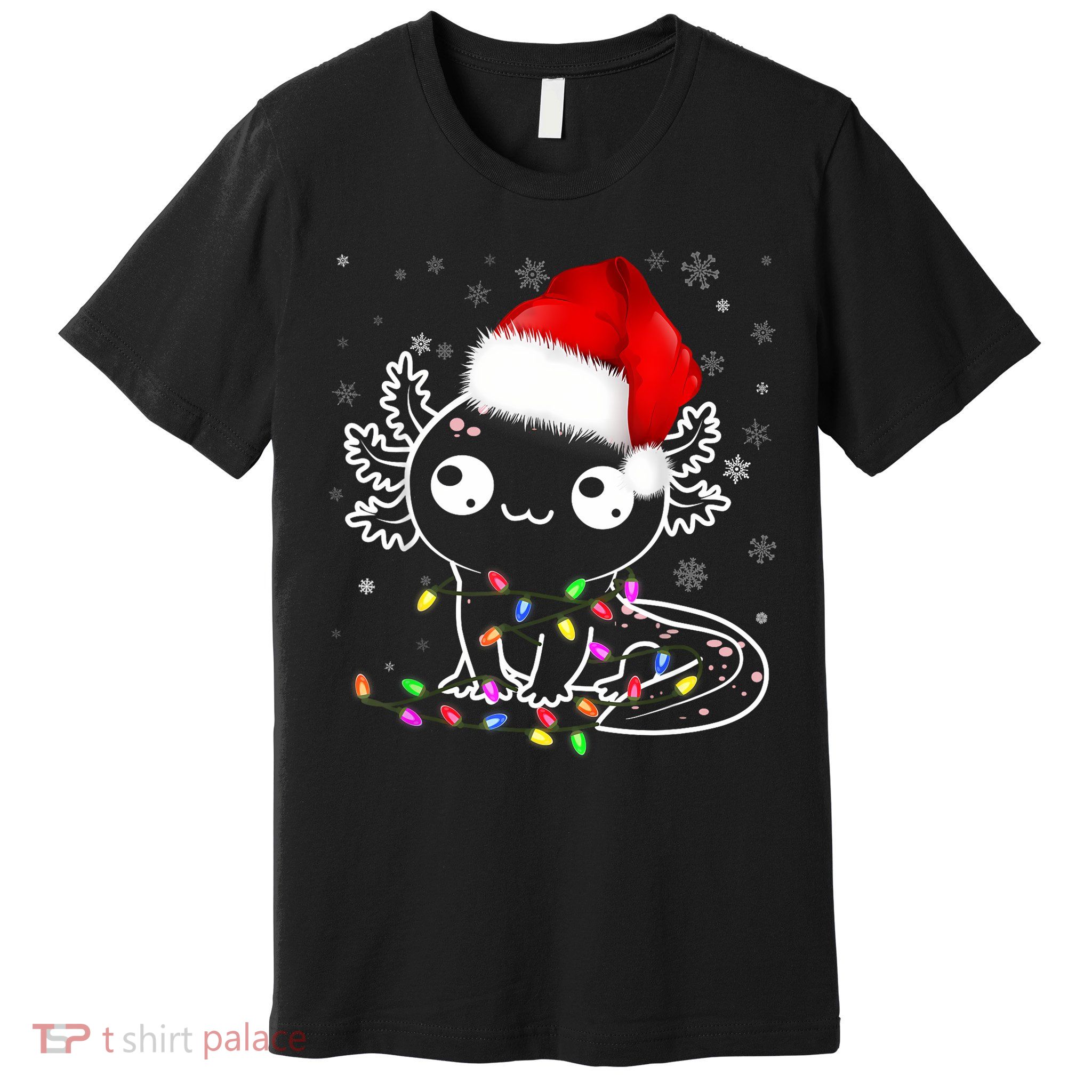 Axolotl Xmas Hat Santa Tree Cute Funny Christmas Pajama Premium T-Shirt