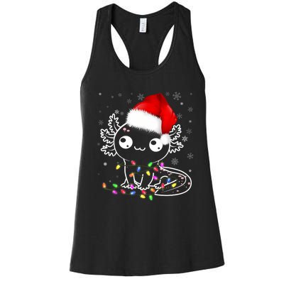 Axolotl Xmas Hat Santa Tree Cute Funny Christmas Pajama Women's Racerback Tank