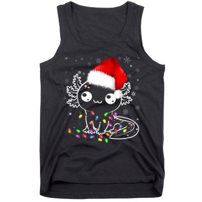 Axolotl Xmas Hat Santa Tree Cute Funny Christmas Pajama Tank Top