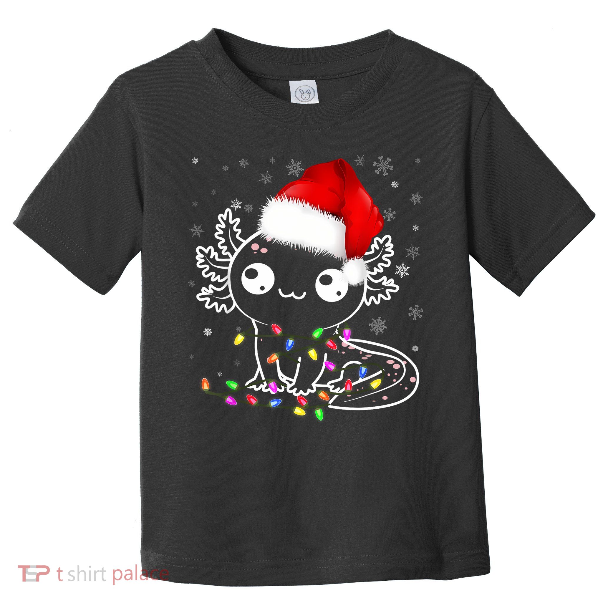 Axolotl Xmas Hat Santa Tree Cute Funny Christmas Pajama Toddler T-Shirt