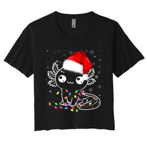 Axolotl Xmas Hat Santa Tree Cute Funny Christmas Pajama Women's Crop Top Tee