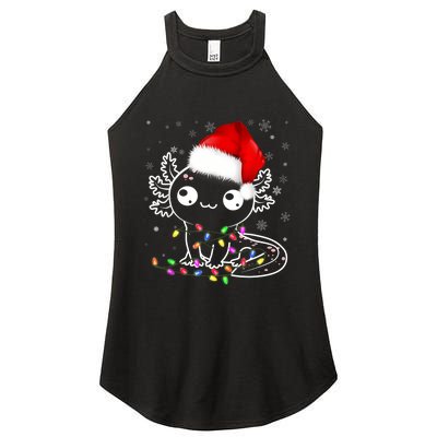 Axolotl Xmas Hat Santa Tree Cute Funny Christmas Pajama Women's Perfect Tri Rocker Tank