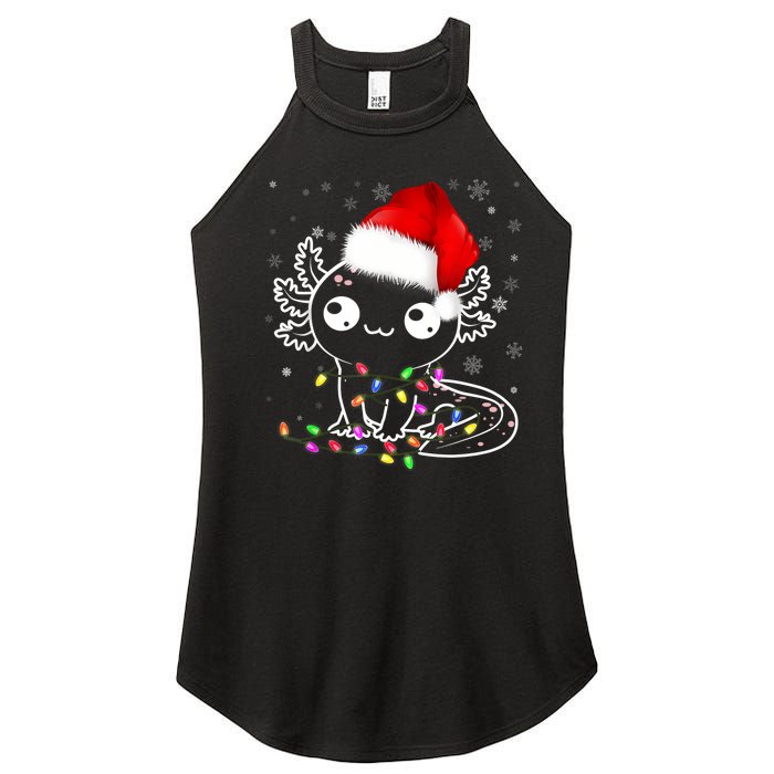 Axolotl Xmas Hat Santa Tree Cute Funny Christmas Pajama Women's Perfect Tri Rocker Tank