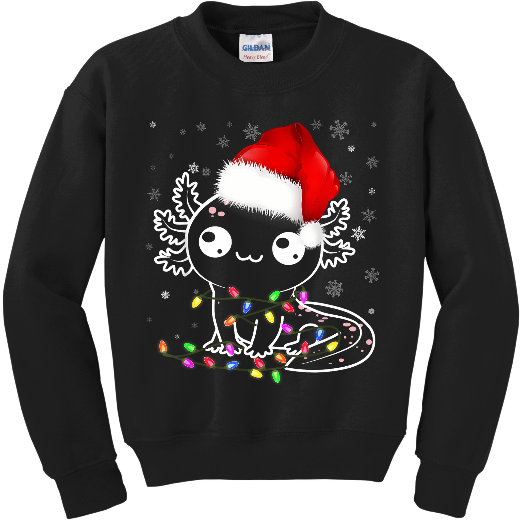 Axolotl Xmas Hat Santa Tree Cute Funny Christmas Pajama Kids Sweatshirt