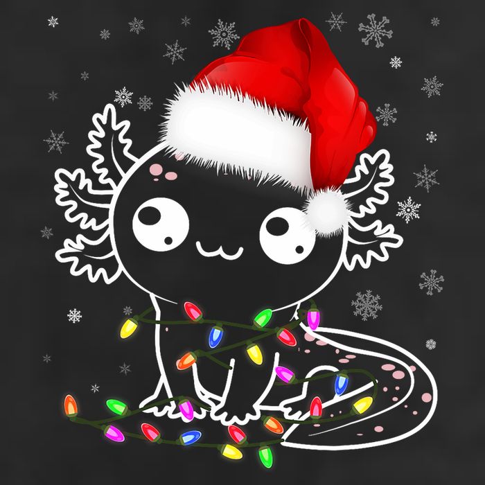 Axolotl Xmas Hat Santa Tree Cute Funny Christmas Pajama 7 Panel Mesh Trucker Snapback Hat