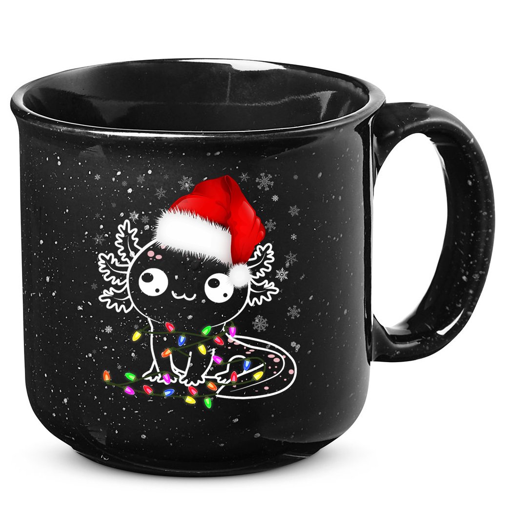 Axolotl Xmas Hat Santa Tree Cute Funny Christmas Pajama 15oz Campfire Ceramic Mug