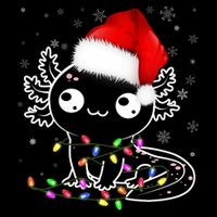 Axolotl Xmas Hat Santa Tree Cute Funny Christmas Pajama Polo