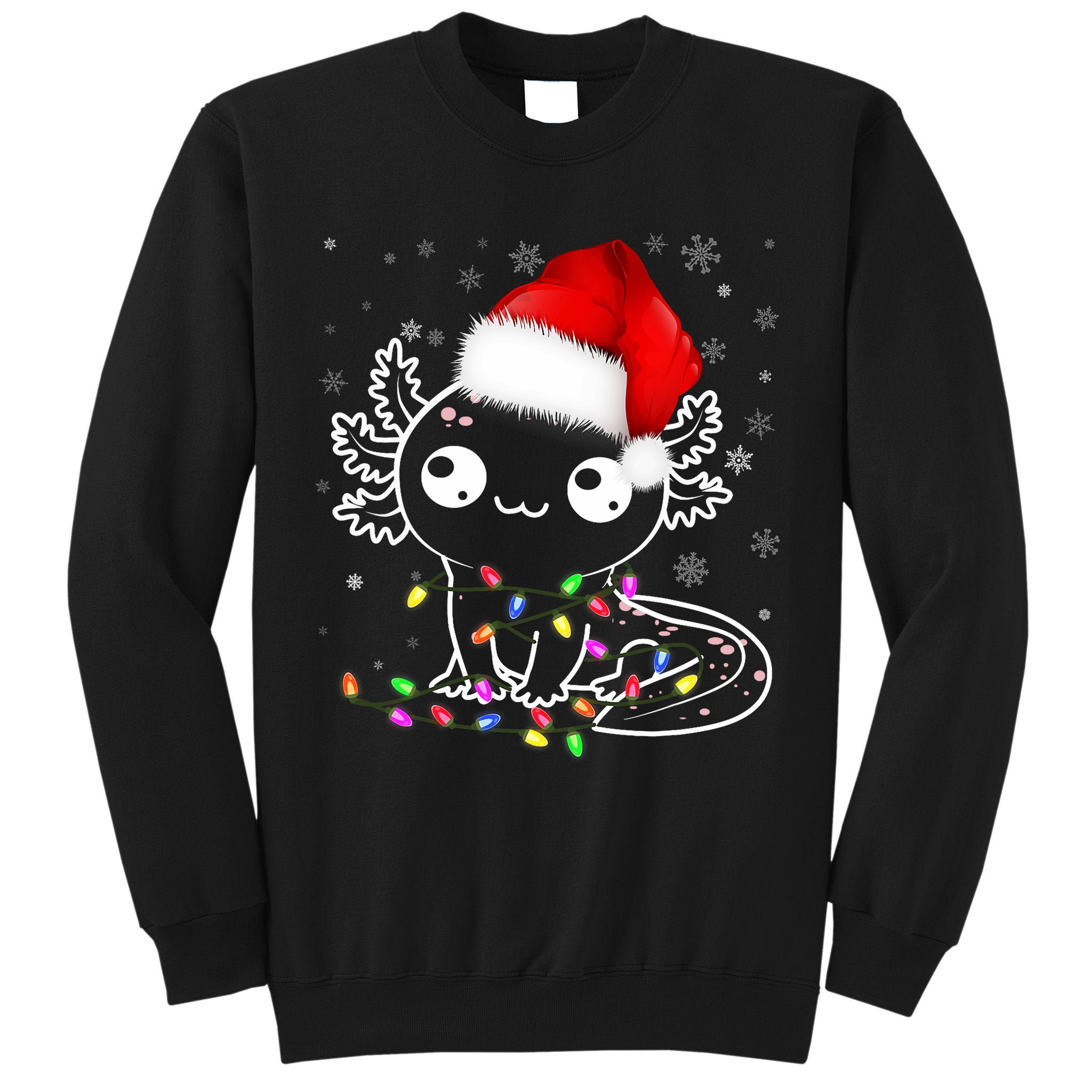 Axolotl Xmas Hat Santa Tree Cute Funny Christmas Pajama Tall Sweatshirt