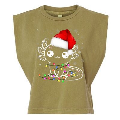 Axolotl Xmas Hat Santa Tree Cute Funny Christmas Pajama Garment-Dyed Women's Muscle Tee