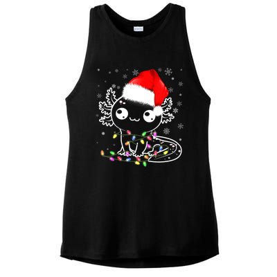 Axolotl Xmas Hat Santa Tree Cute Funny Christmas Pajama Ladies PosiCharge Tri-Blend Wicking Tank